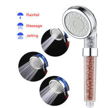 Charger l'image dans la galerie, High Pressure Shower Head Bathroom Water Saving 3 Filter Ionic Filtration Heads